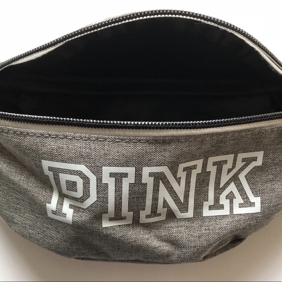 $13💋New VS LOVE PINK Lt Gray/White Fanny Pack - Picture 4 of 8